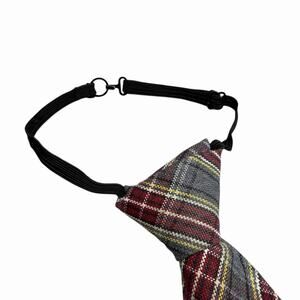 AFT Plaid Clip On Necktie Gray Red Yellow Adjustable Strap Academia Made in USA
